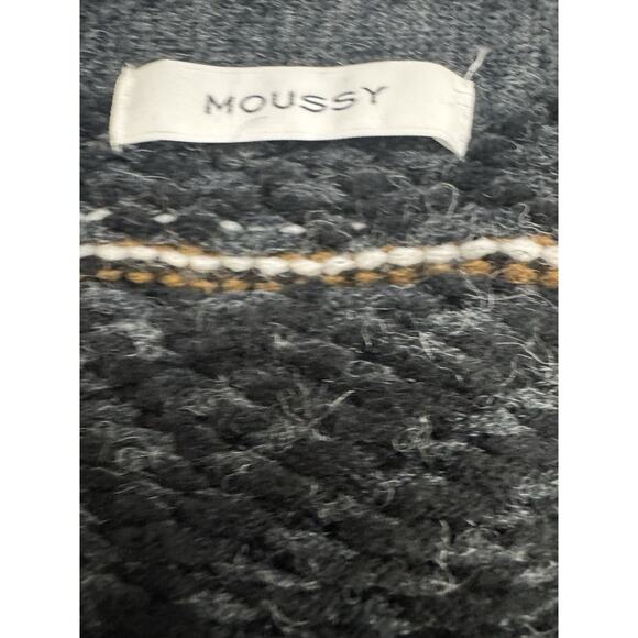 Womens Nordic Cardigan Sweater Fair Isle Wool Blend Gray Brown White - Picture 4 of 6